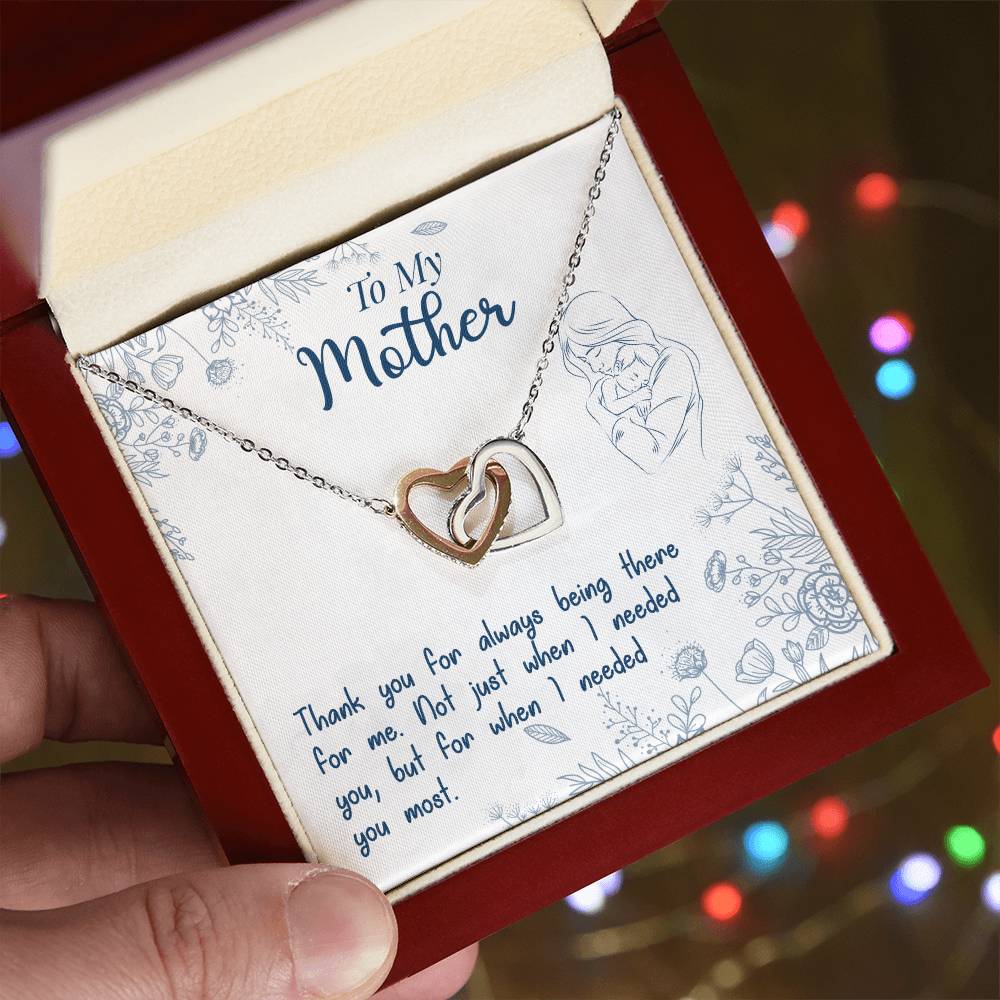 Thank You For Always Being There - Interlocking Hearts Necklace- GOLD FINISH