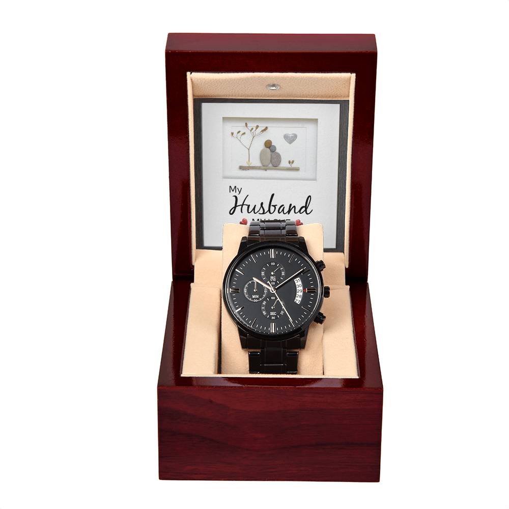 My Husband My Love - Black Chronograph Watch- SALE!!