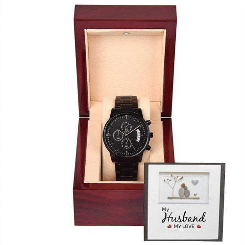 My Husband My Love - Black Chronograph Watch- SALE!!