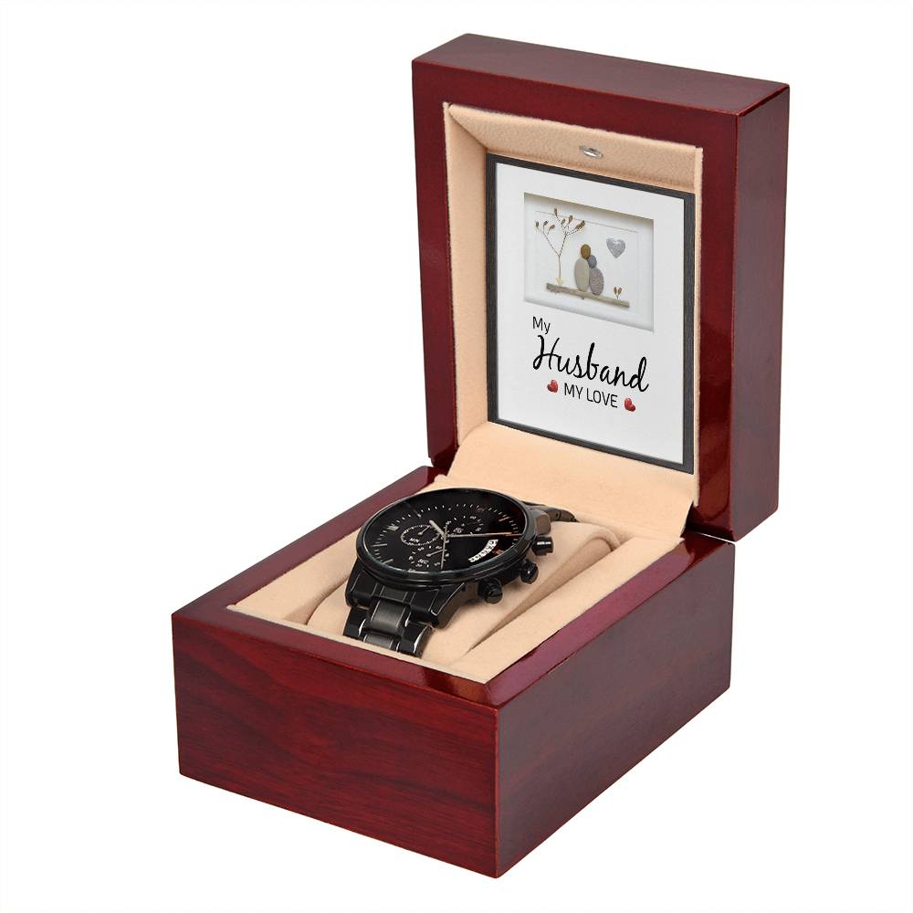 My Husband My Love - Black Chronograph Watch- SALE!!