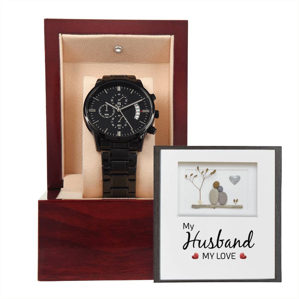 My Husband My Love - Black Chronograph Watch- SALE!!