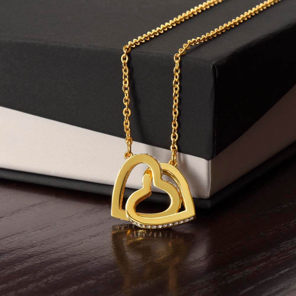 Interlocking Hearts Necklace - GOLD FINISH