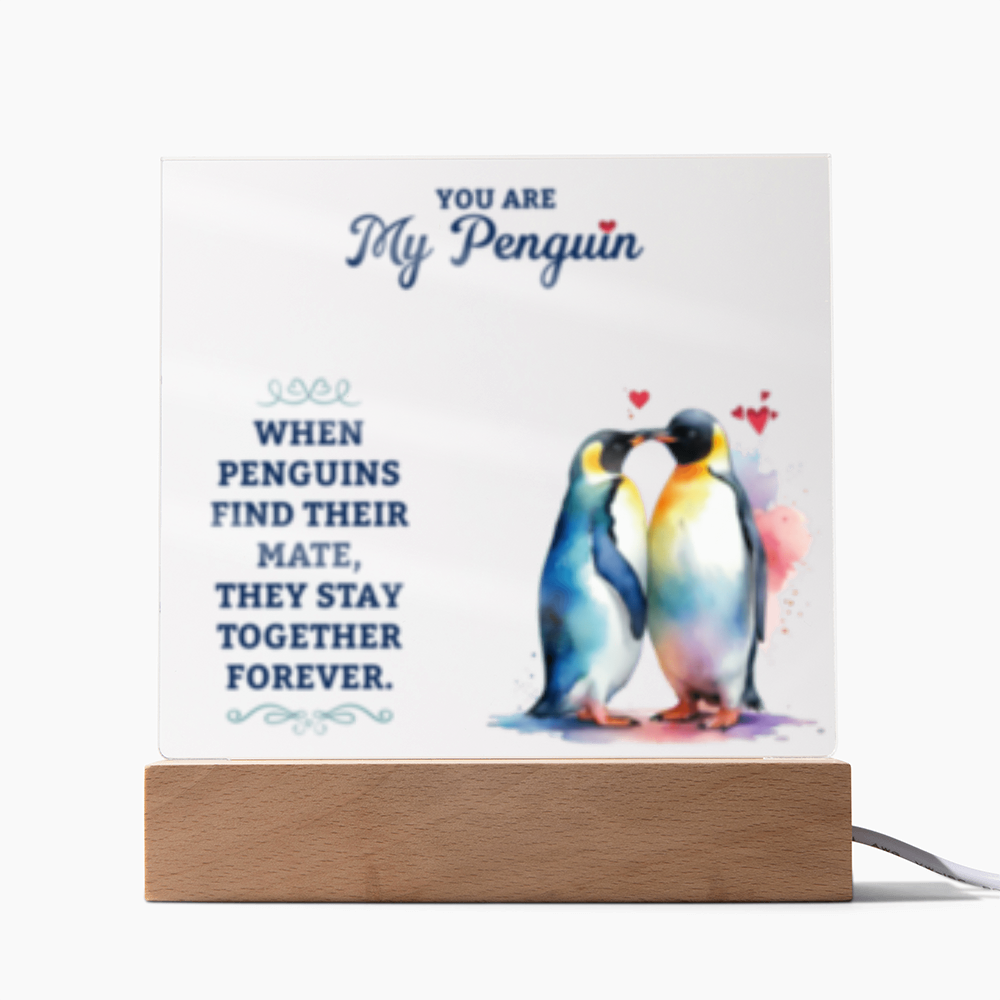 You Are My Penguin - Acrylic Square LED  Plaque