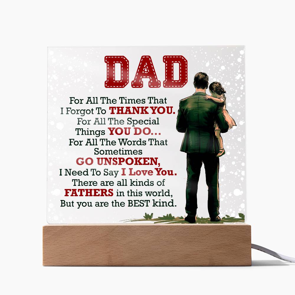 Thank You Dad - Acrylic LED  Square