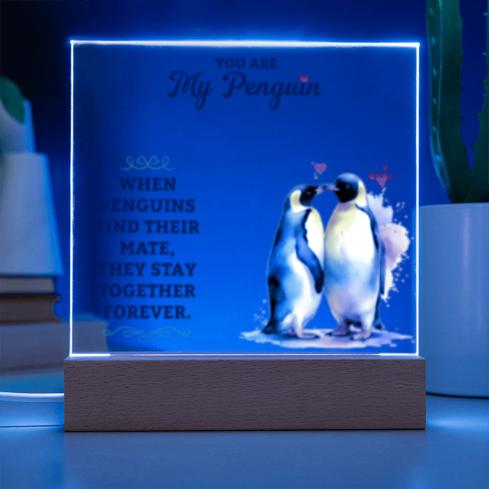 You Are My Penguin - Acrylic Square LED  Plaque