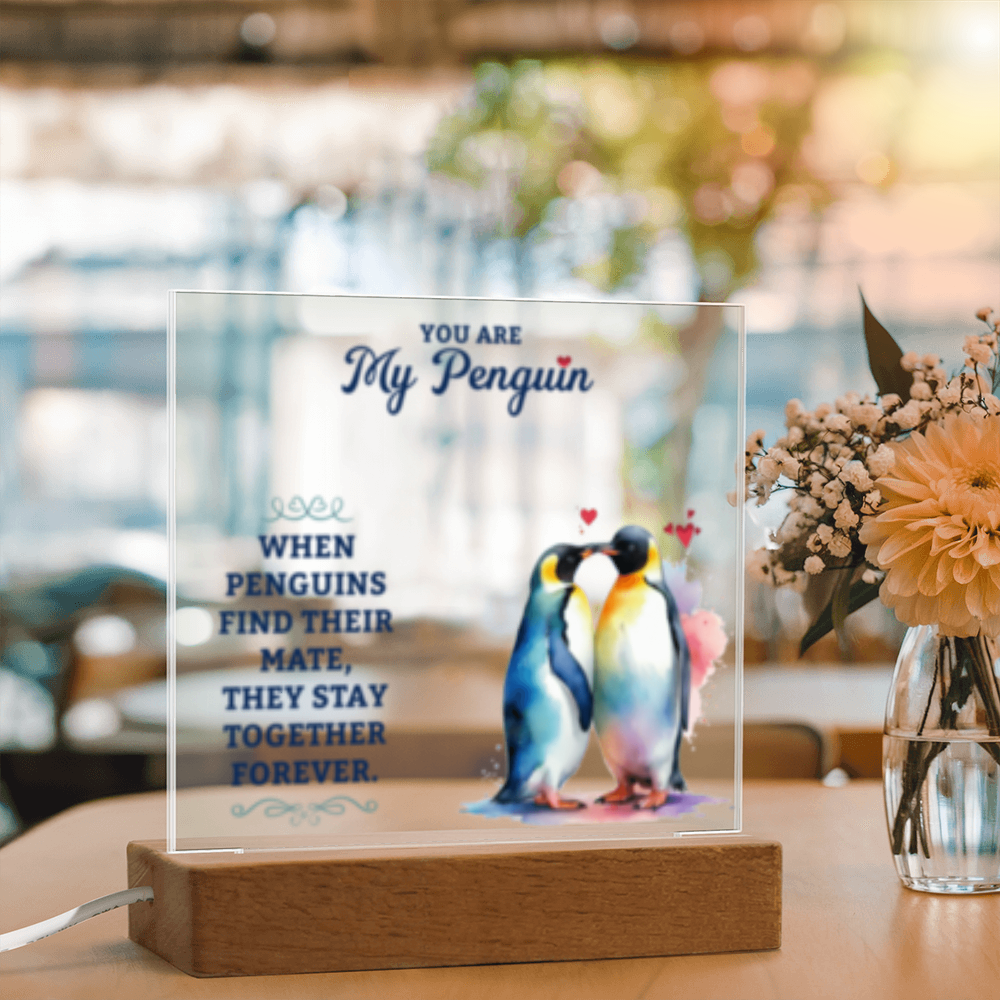 You Are My Penguin - Acrylic Square LED  Plaque