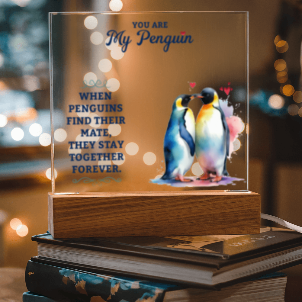 You Are My Penguin - Acrylic Square LED  Plaque
