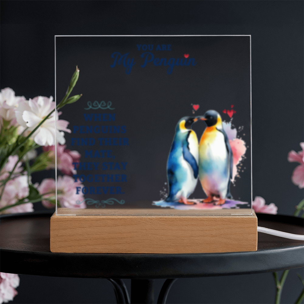 You Are My Penguin - Acrylic Square LED  Plaque