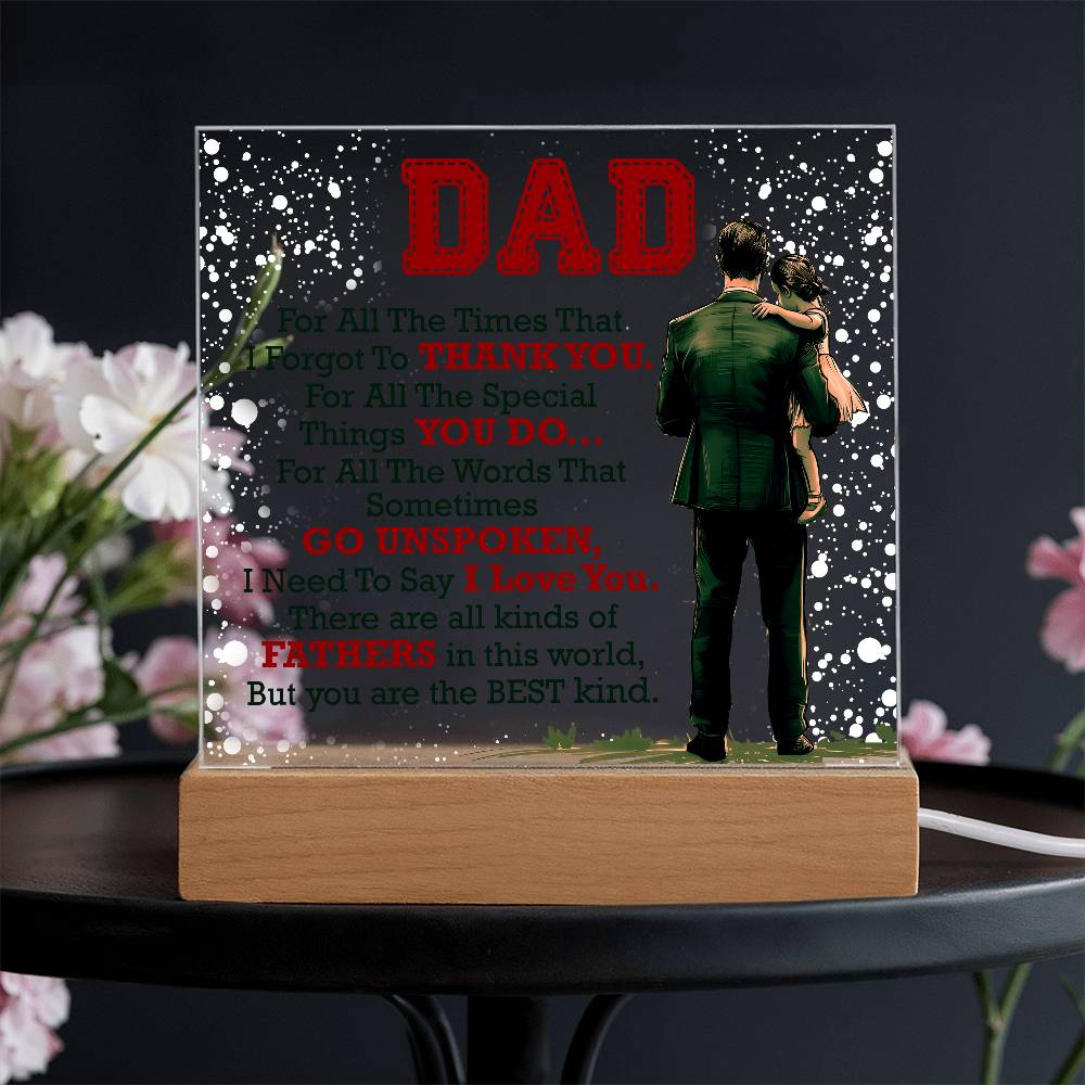 Thank You Dad - Acrylic LED  Square