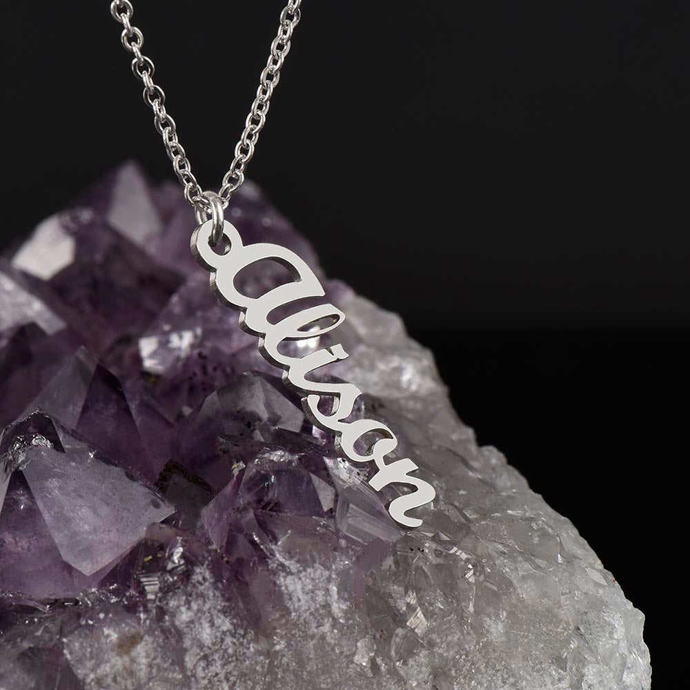 Mom-The Glue That Holds  Our Family - Multi Vertical Name Necklace