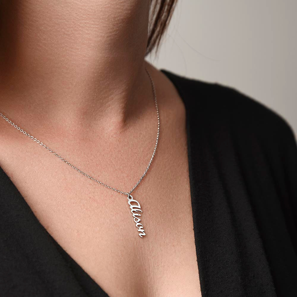 Mom-The Glue That Holds  Our Family - Multi Vertical Name Necklace