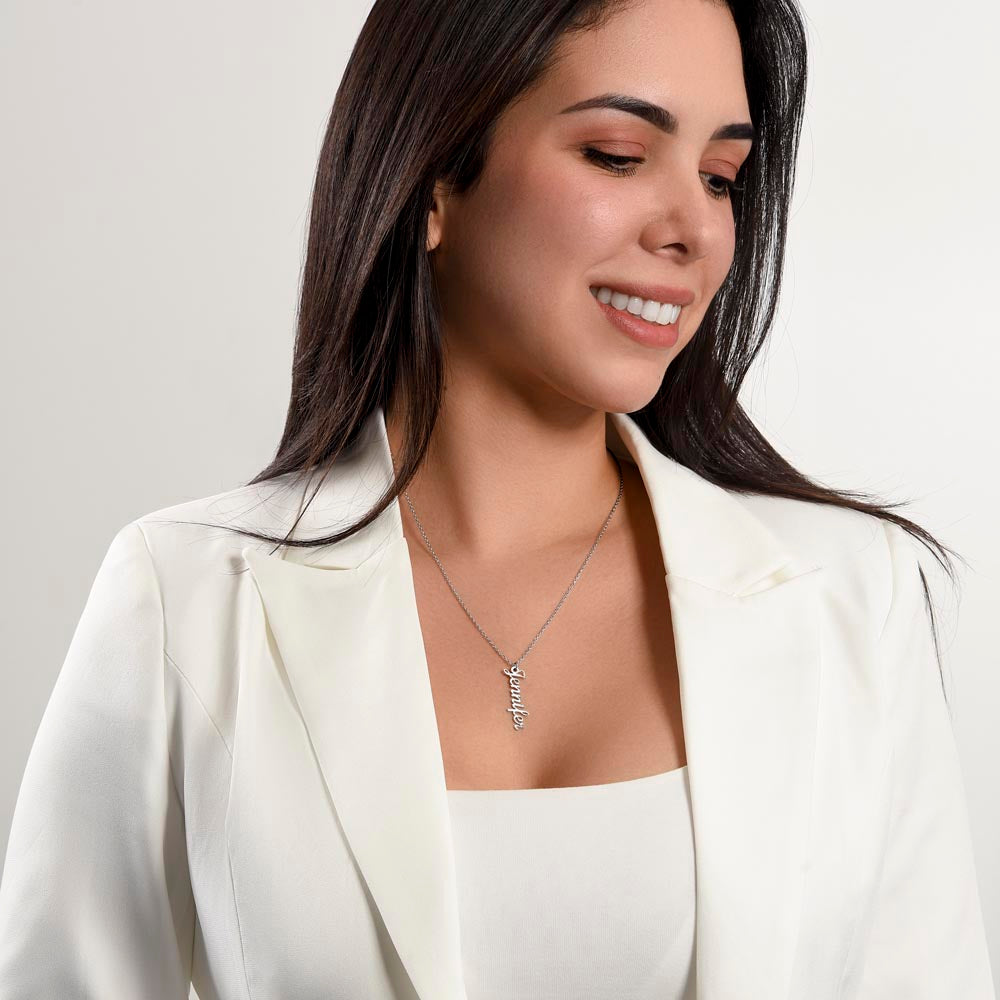 Mom-The Glue That Holds  Our Family - Multi Vertical Name Necklace