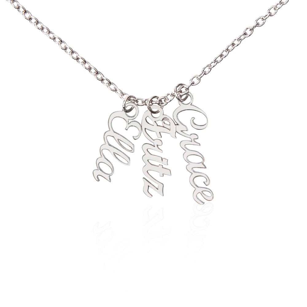 Mom-The Glue That Holds  Our Family - Multi Vertical Name Necklace
