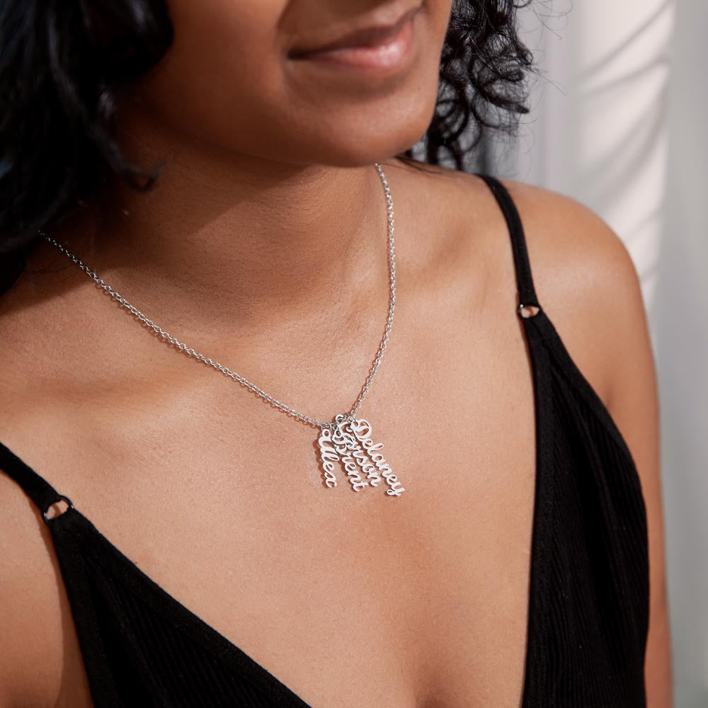 Grandma- Your Are Grace, Elegance, Strength - Multi Vertical Name Necklace