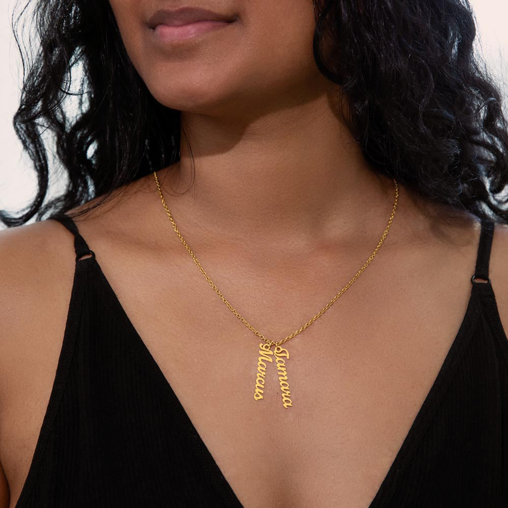 Grandma- Your Are Grace, Elegance, Strength - Multi Vertical Name Necklace