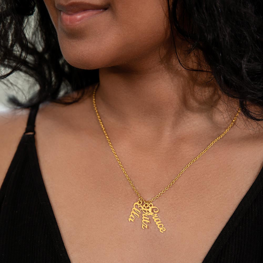 Grandma- Your Are Grace, Elegance, Strength - Multi Vertical Name Necklace