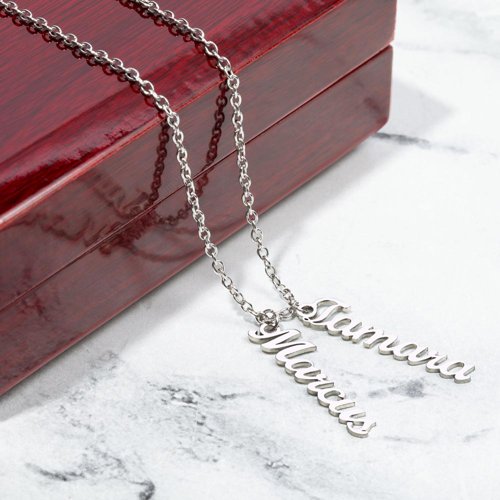 Mom-The Glue That Holds  Our Family - Multi Vertical Name Necklace