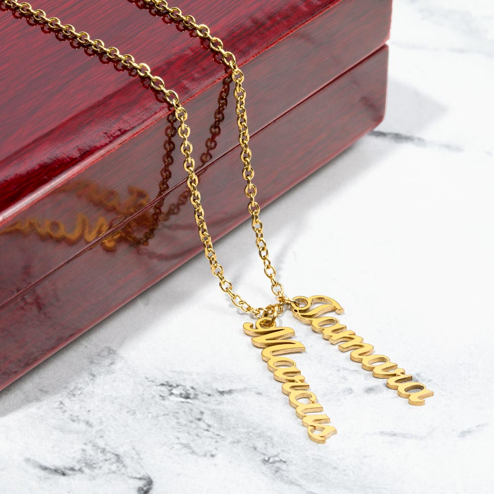 Grandma- Your Are Grace, Elegance, Strength - Multi Vertical Name Necklace