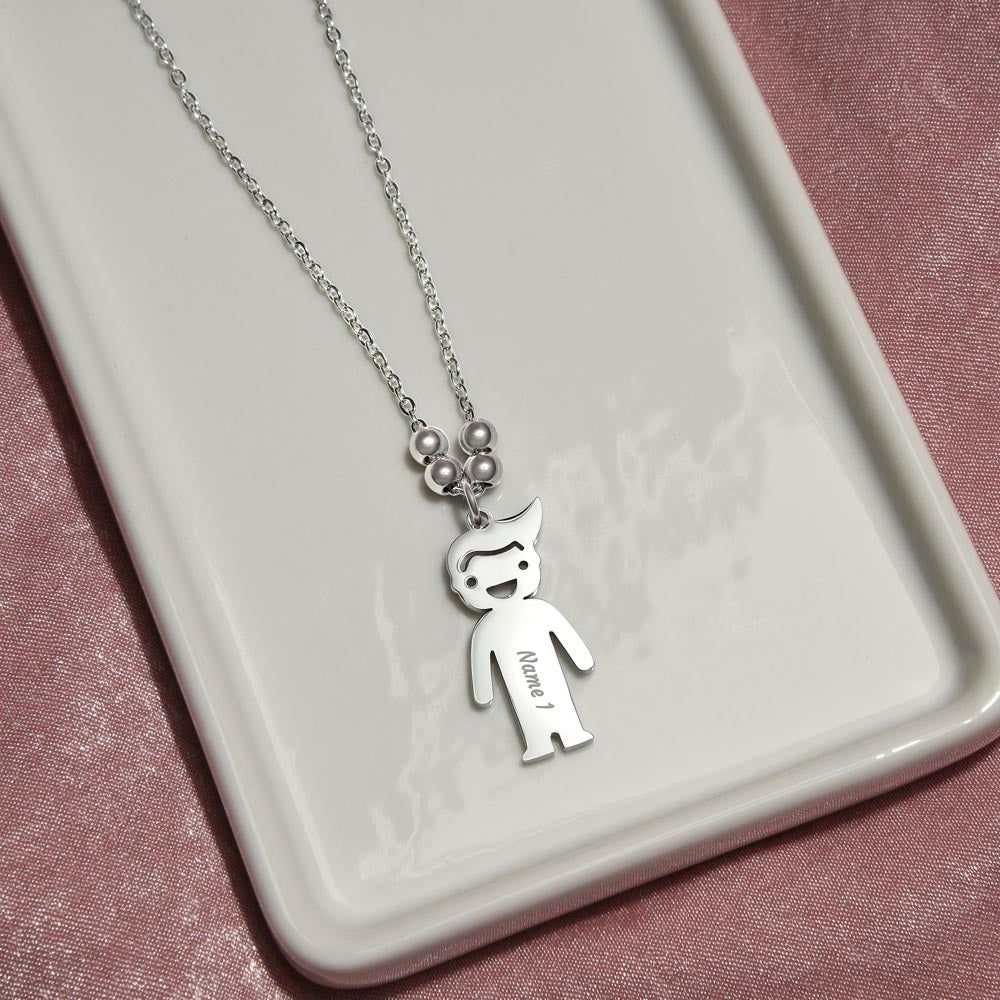 Mom - The Heart Of  Our Family! - Engraved Kid Charm Necklace