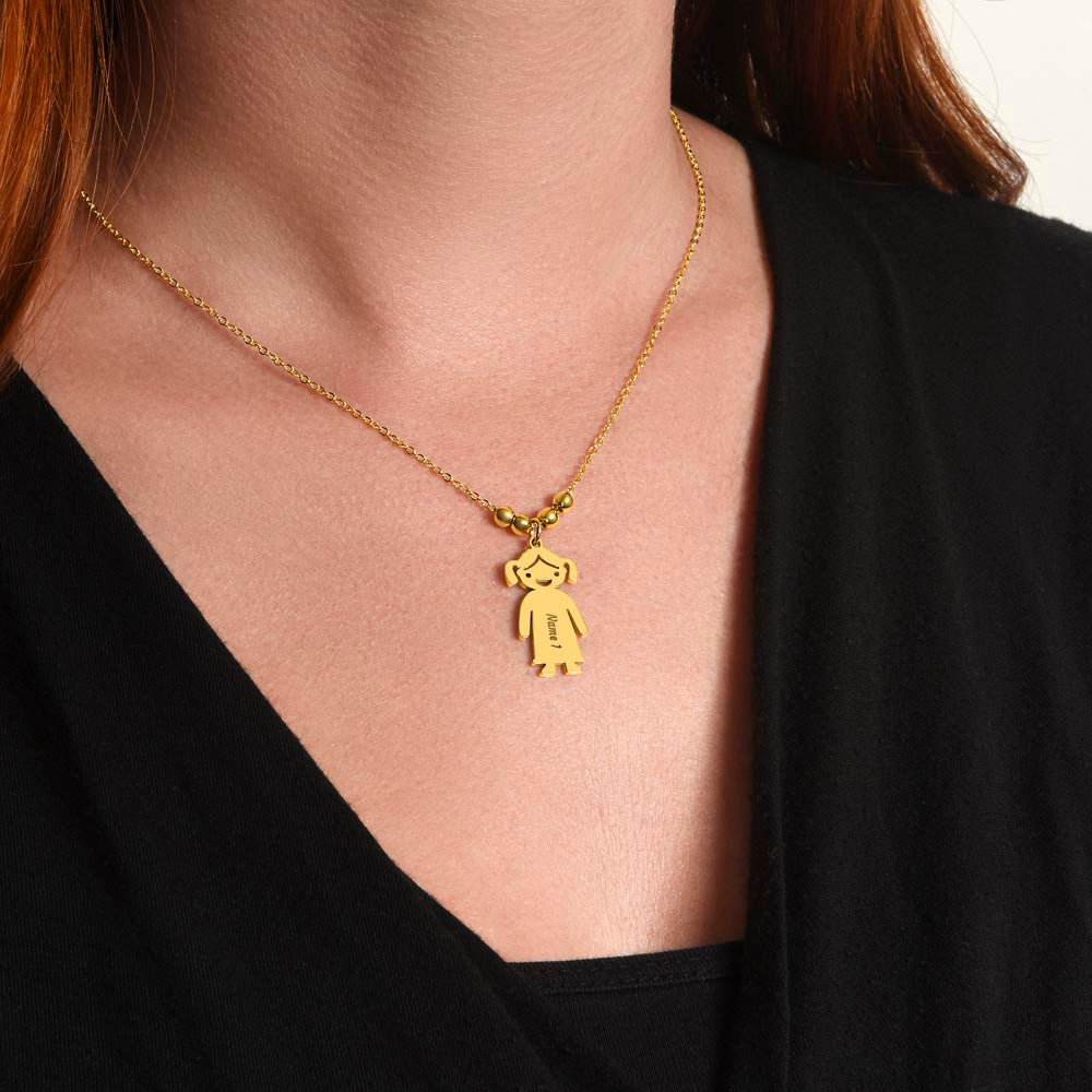 Mom - The Heart Of  Our Family! - Engraved Kid Charm Necklace