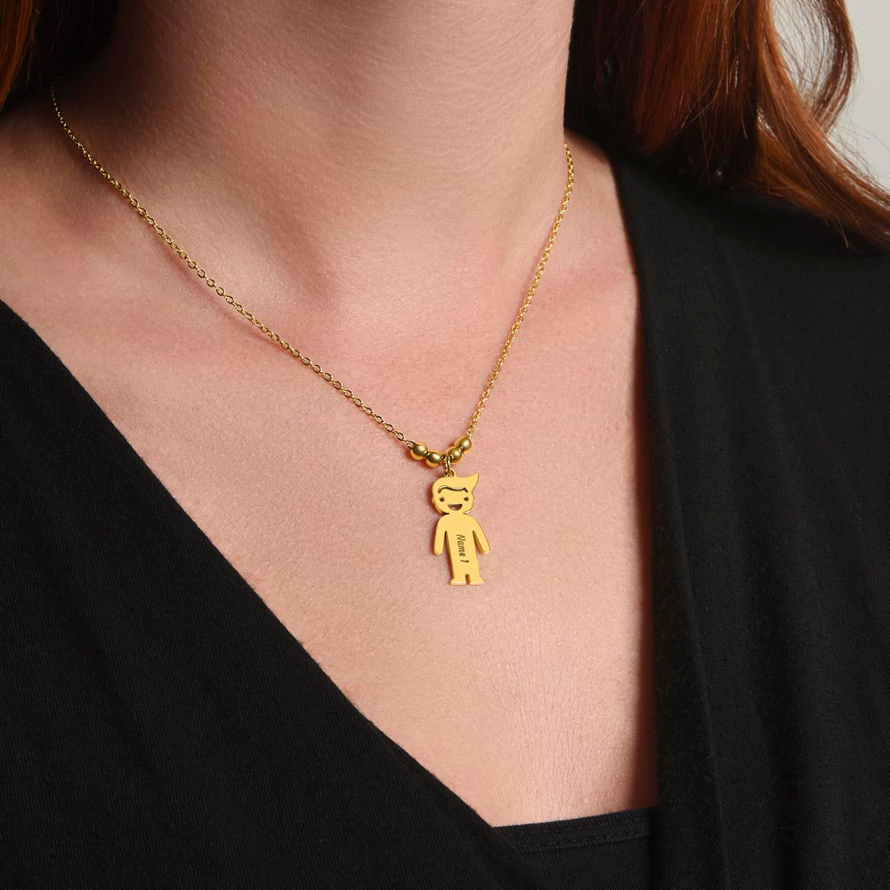 Mom - The Heart Of  Our Family! - Engraved Kid Charm Necklace