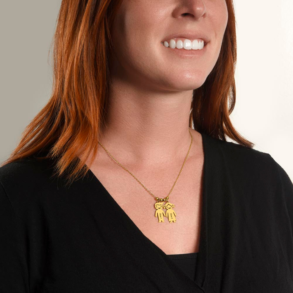 Mom - The Heart Of  Our Family! - Engraved Kid Charm Necklace
