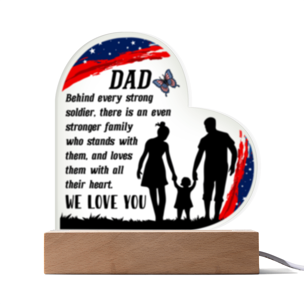 Dad- We Love You- Acrylic Heart  LED Plaque