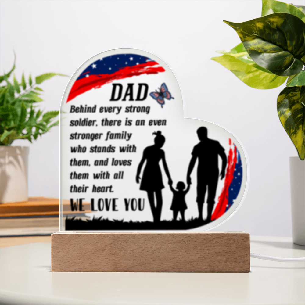 Dad- We Love You- Acrylic Heart  LED Plaque