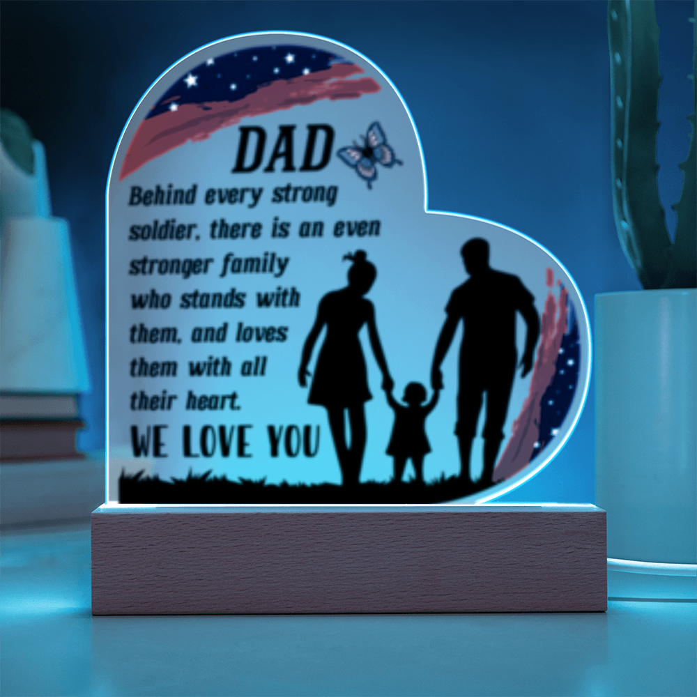 Dad- We Love You- Acrylic Heart  LED Plaque
