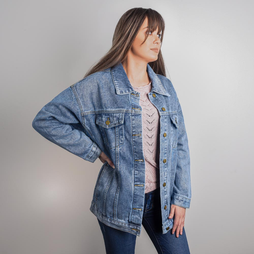 LIVE LIFE TO THE FULLEST - Over Size Boy Friend Jean Jacket