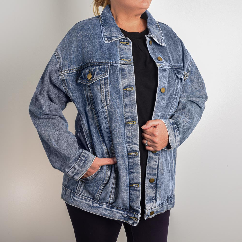 KINDA SWEET, KINDA SAVAGE - Oversized Boyfriend Jean Jacket
