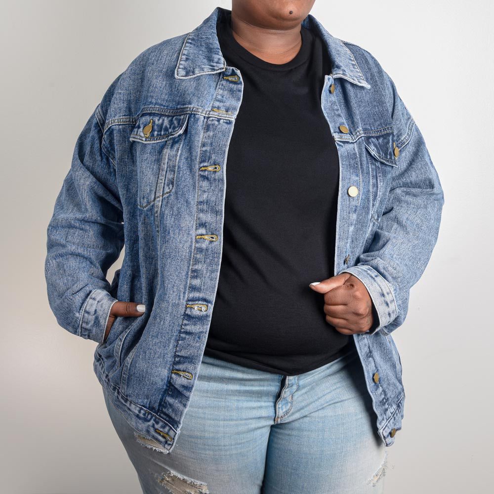 LIVE LIFE TO THE FULLEST - Over Size Boy Friend Jean Jacket