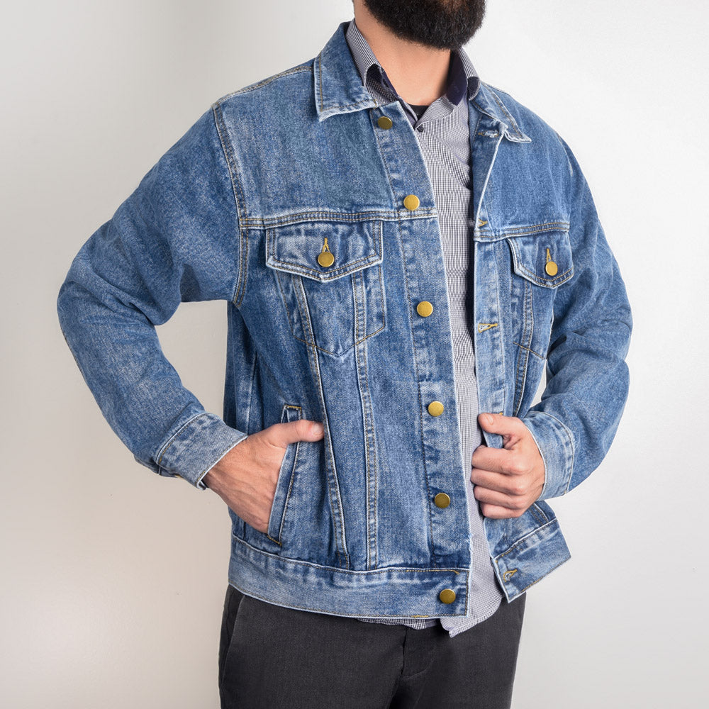 I JUST WANT TO FISH & DRINK BEER- Men's Jean Jacket