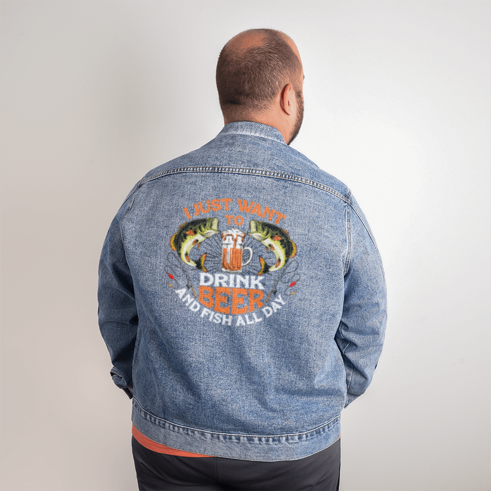 I JUST WANT TO FISH & DRINK BEER- Men's Jean Jacket