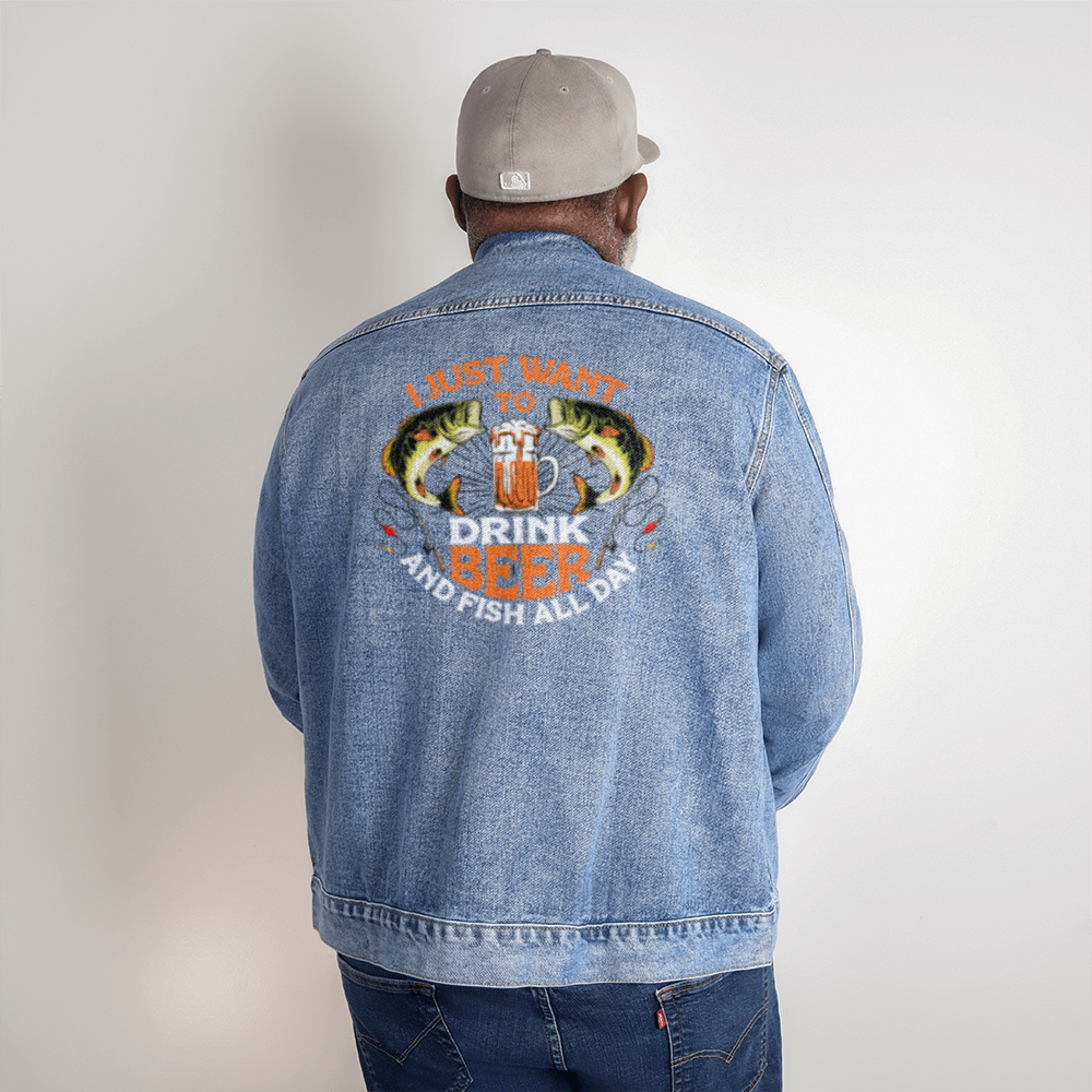 I JUST WANT TO FISH & DRINK BEER- Men's Jean Jacket