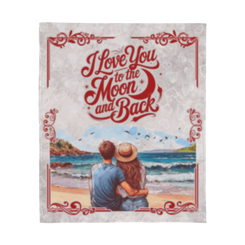 I Love You To The Moon & Back - 50''x 60'' Jersey Fleece Blanket- Valentine's Day Collection!