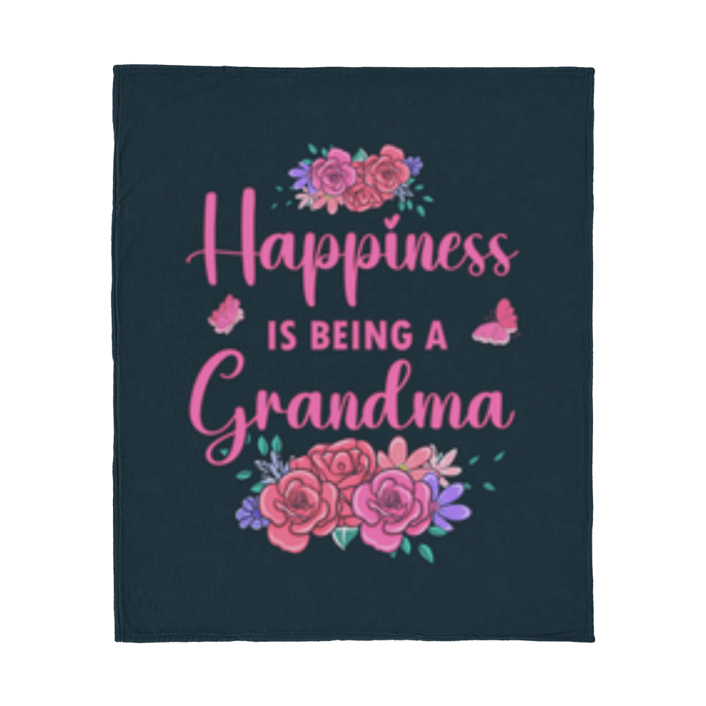 Happiness Is Being A Grandma- Jersey Fleece Blanket 50" x 60"