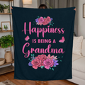 Happiness Is Being A Grandma- Jersey Fleece Blanket 50" x 60"
