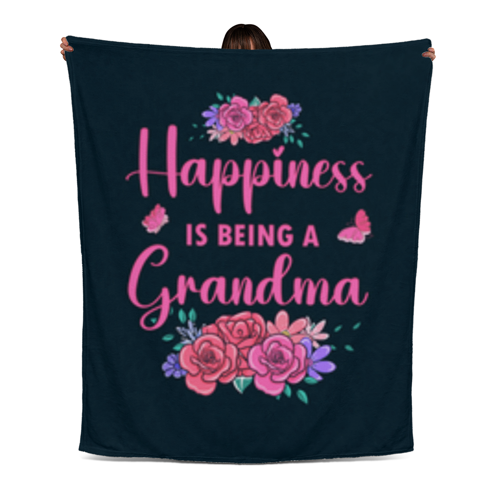 Happiness Is Being A Grandma- Jersey Fleece Blanket 50" x 60"