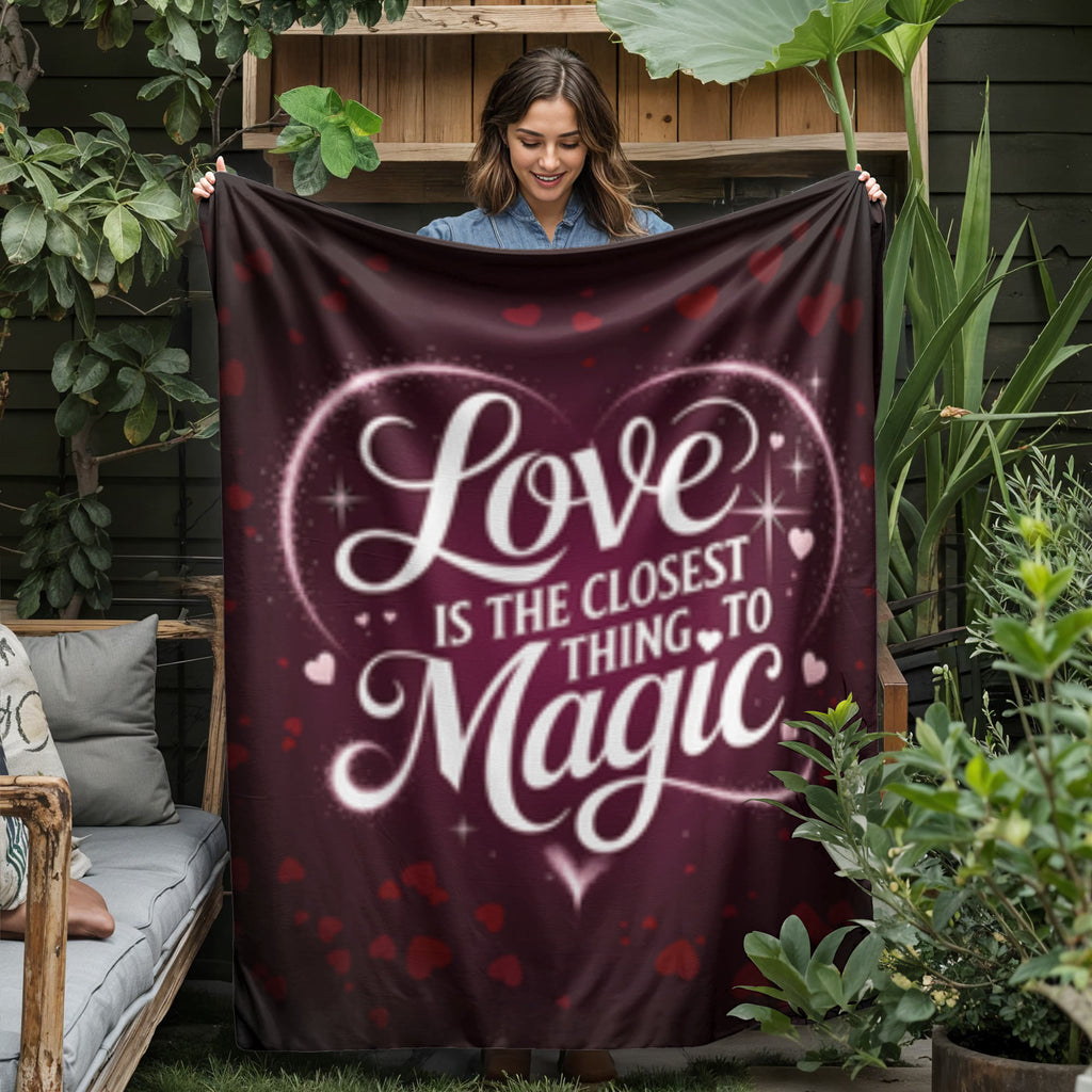 Love Is The Closest Thing To Magic - 50'' x 60'' Jersey Fleece Blanket- Valentine's Collection!