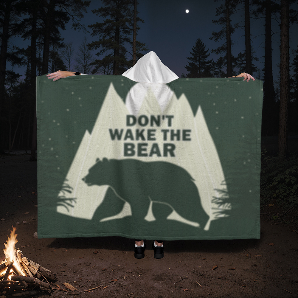 Don’t Wake The Bear- Our Hooded Sherpa Fleece Blanket