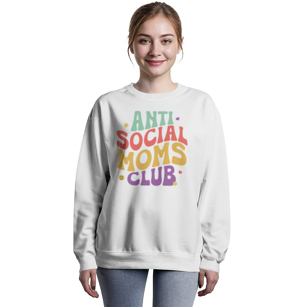 Anti-Social Mom's Club - Unisex Crewneck  Fleece Sweatshirt