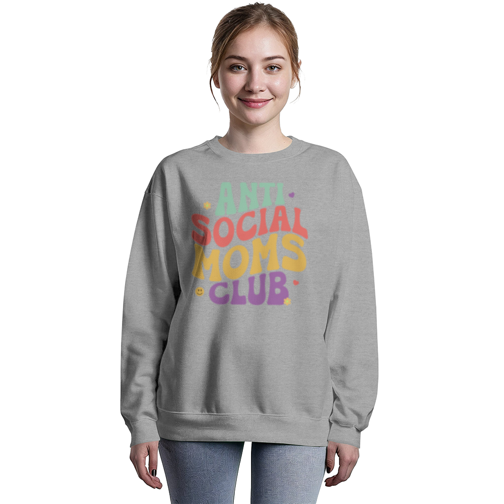 Anti-Social Mom's Club - Unisex Crewneck  Fleece Sweatshirt