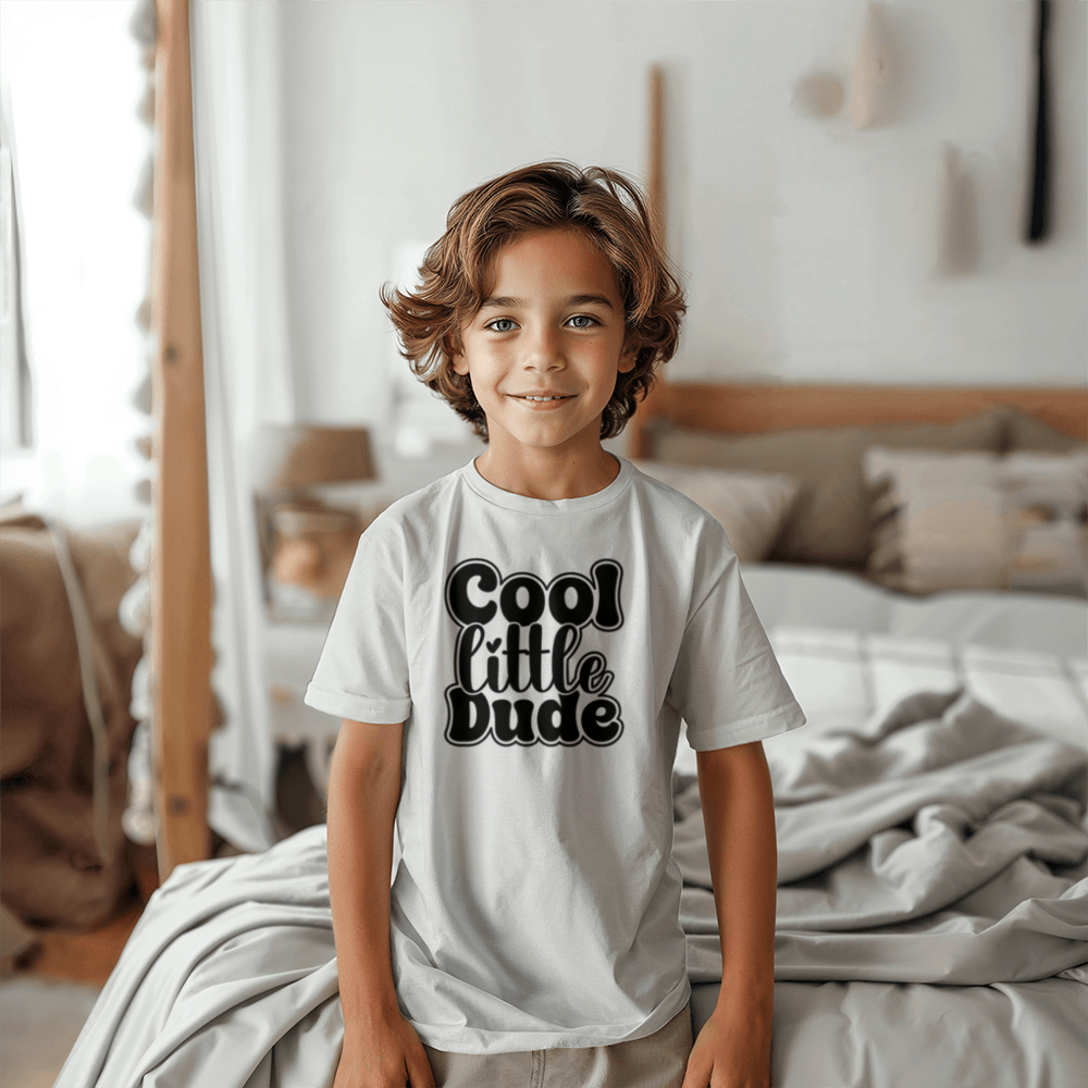 Cool Little Dude - Little Boys White T-Shirt