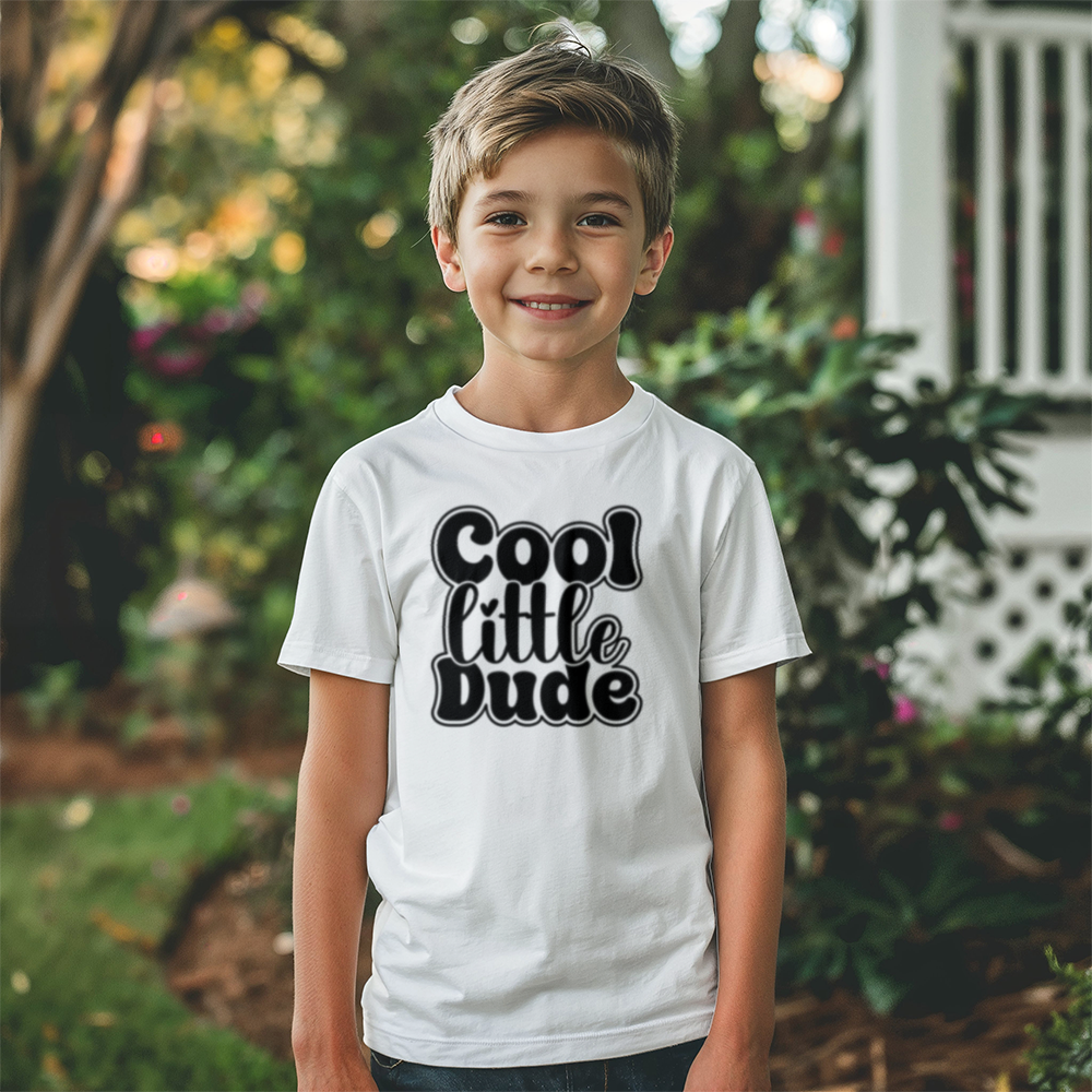 Cool Little Dude - Little Boys White T-Shirt