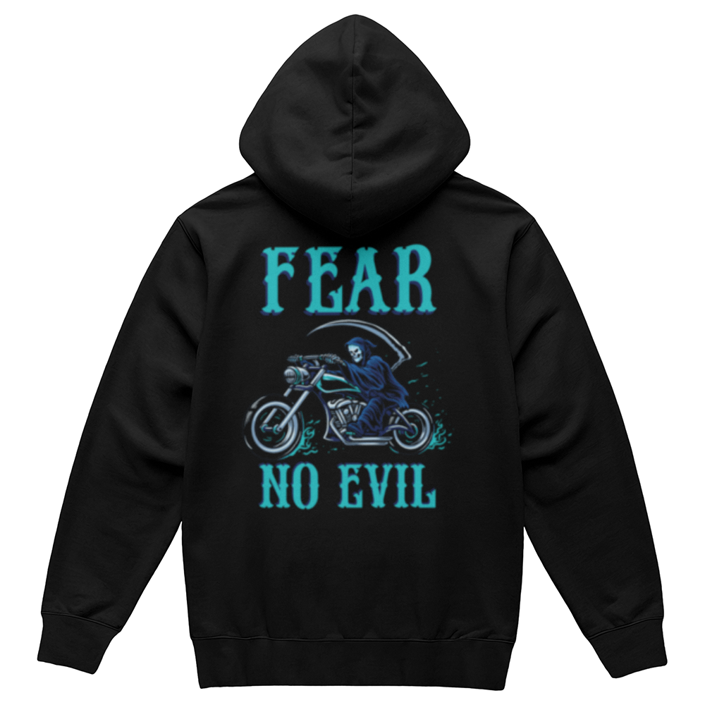 Fear No Evil - Unisex Pull Over Fleece Hoodie - Back Print