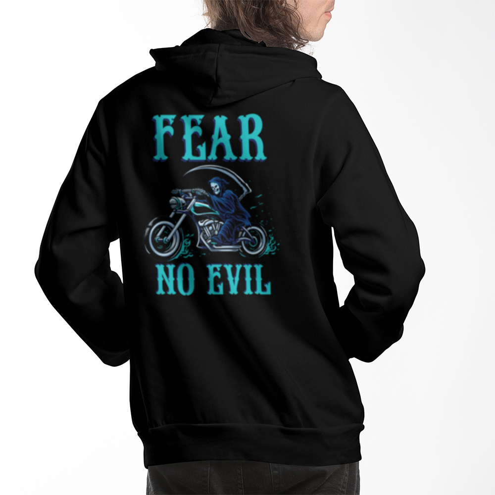 Fear No Evil - Unisex Pull Over Fleece Hoodie - Back Print