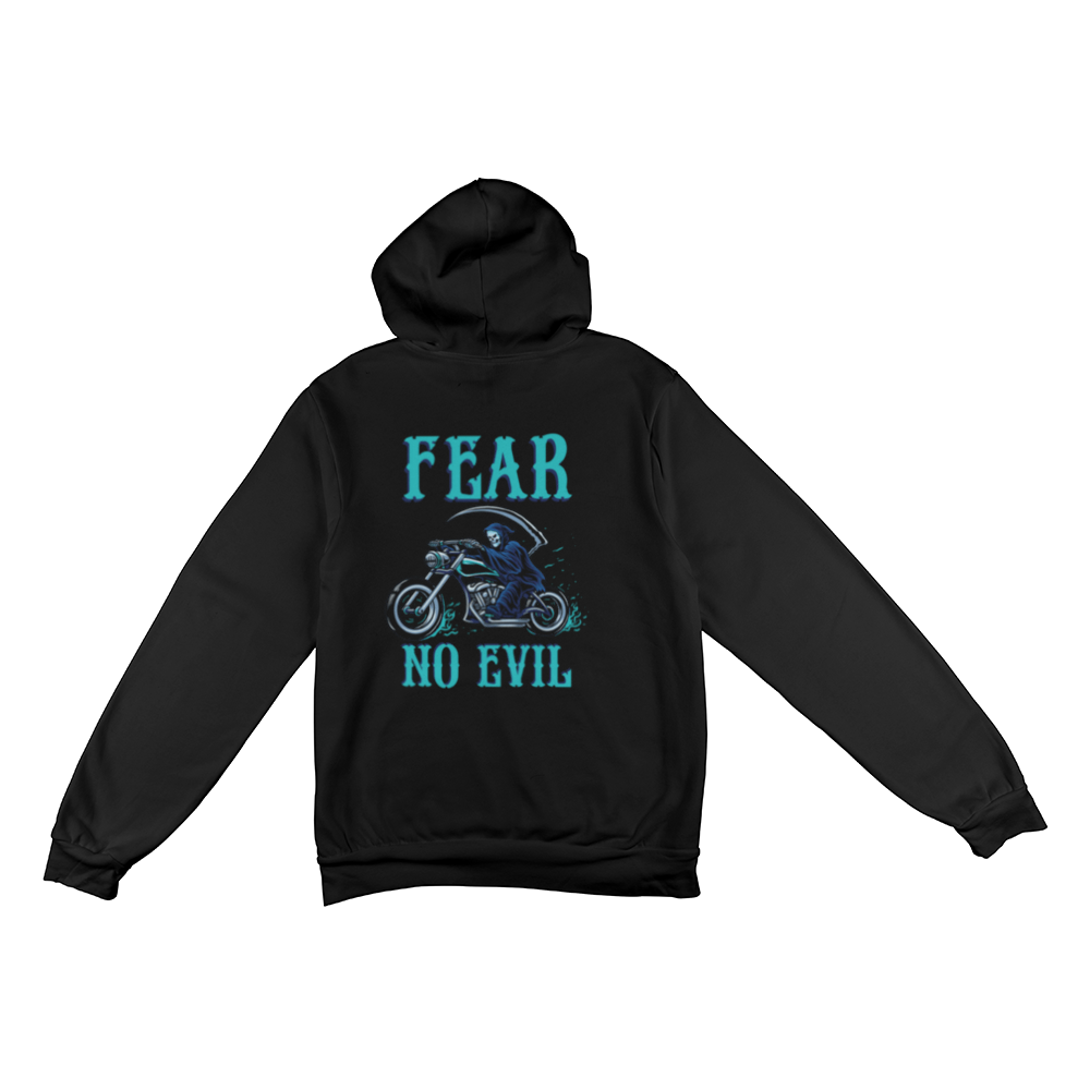 Fear No Evil - Unisex Pull Over Fleece Hoodie - Back Print