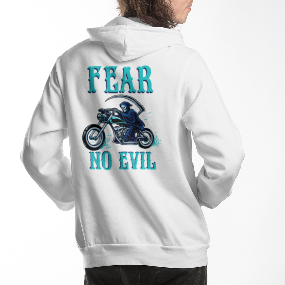 Fear No Evil - Unisex Pull Over Fleece Hoodie - Back Print