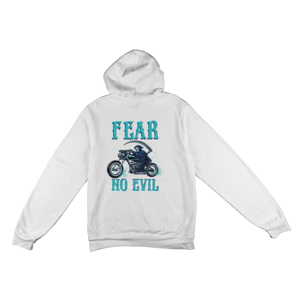 Fear No Evil - Unisex Pull Over Fleece Hoodie - Back Print